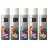 5X Promatic Gloss White Spray Paint 500ml Spray Paint